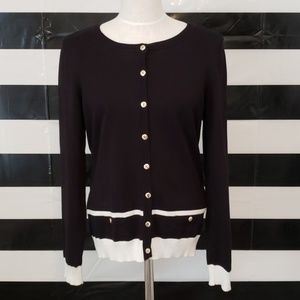 Black and White Cardigan w Gold Buttons